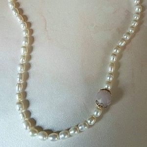 Pearl and Gold Filled Necklace with Rose Quartz